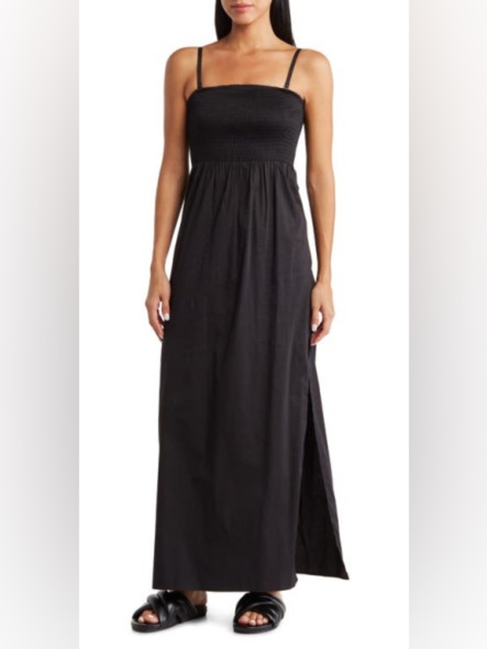 Favorite Daughter Black Smocked Bodice Maxi Dress
